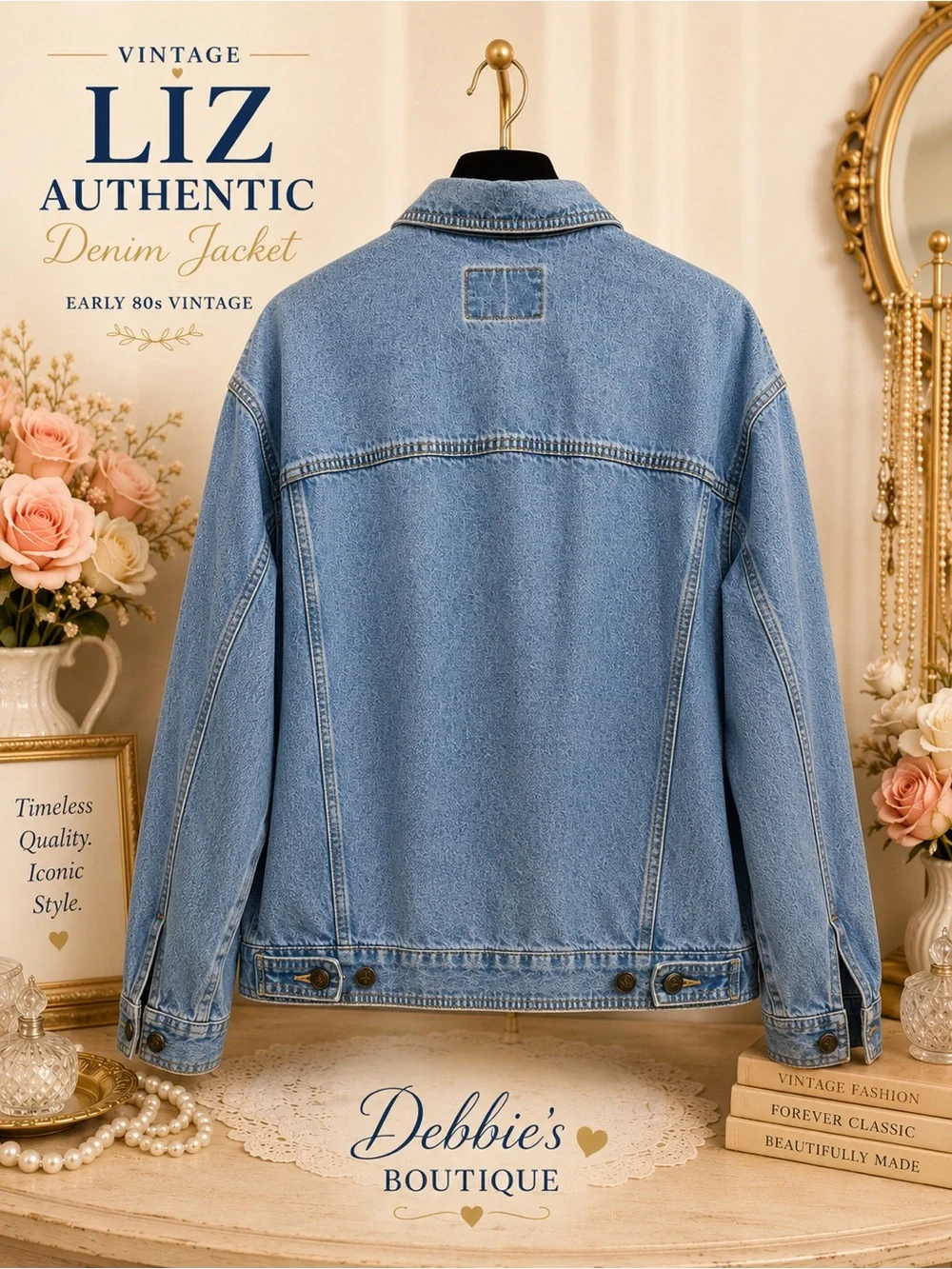 Vintage LIZ Authentic Denim Jacket Large 100% Cotton 80s 90s Oversized